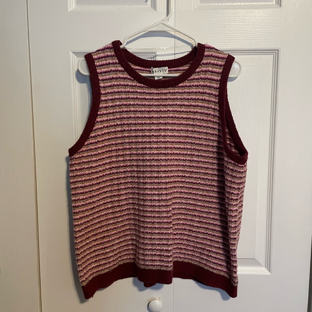 Ava & Viv Burgundy and Pink Knit Tank